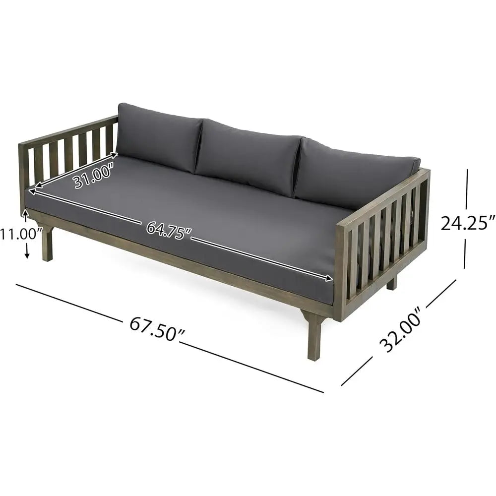 Acacia Wood Daybed With Water Resistant Removable Cushions