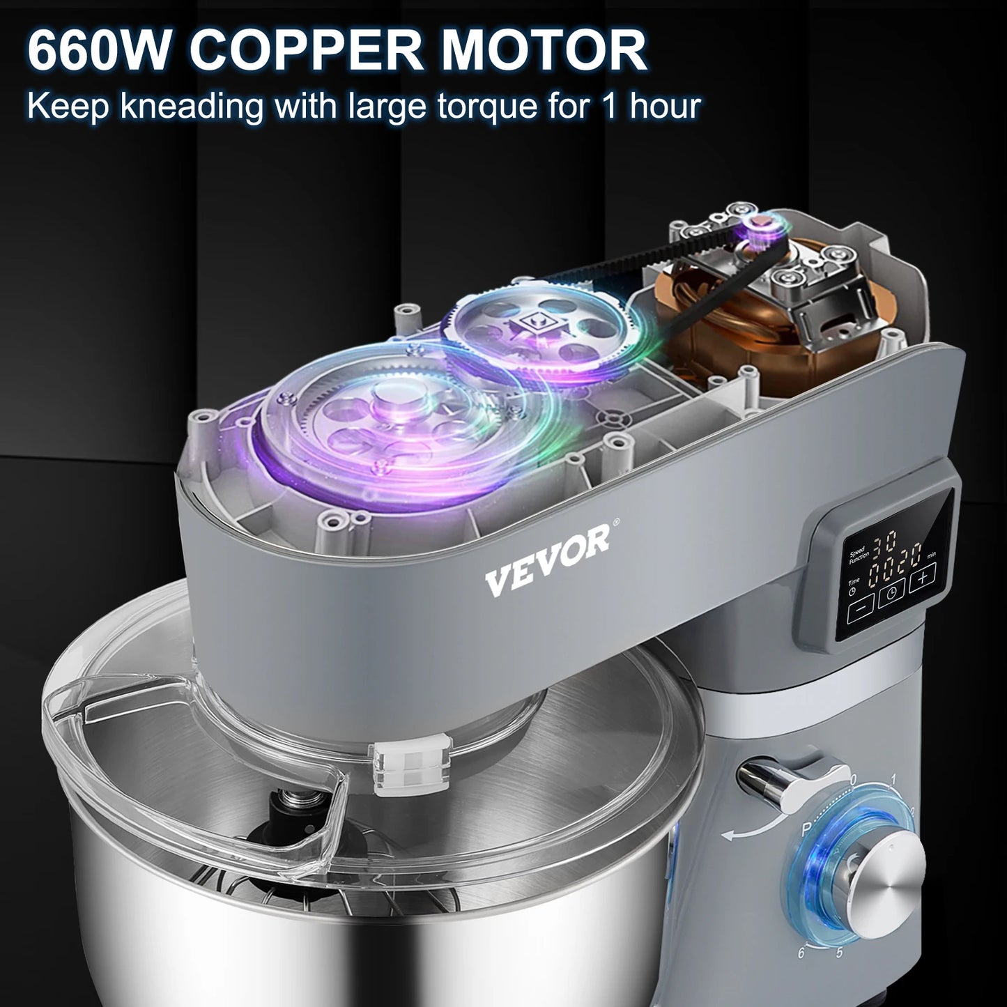 VEVOR Stand Mixer Electric Dough Mixer With LCD Screen