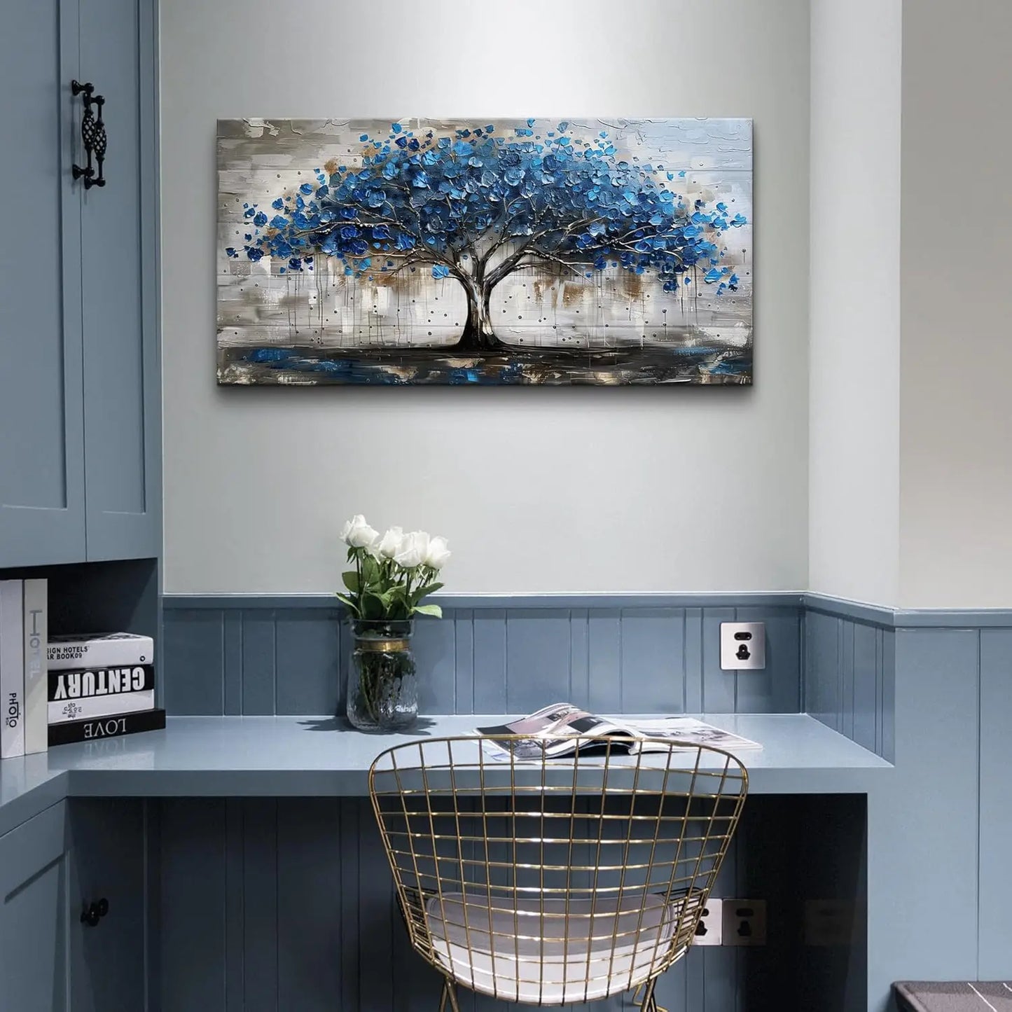 Framed Canvas Wall Art Tree Panorama Landscape For Living Room Office Bedroom