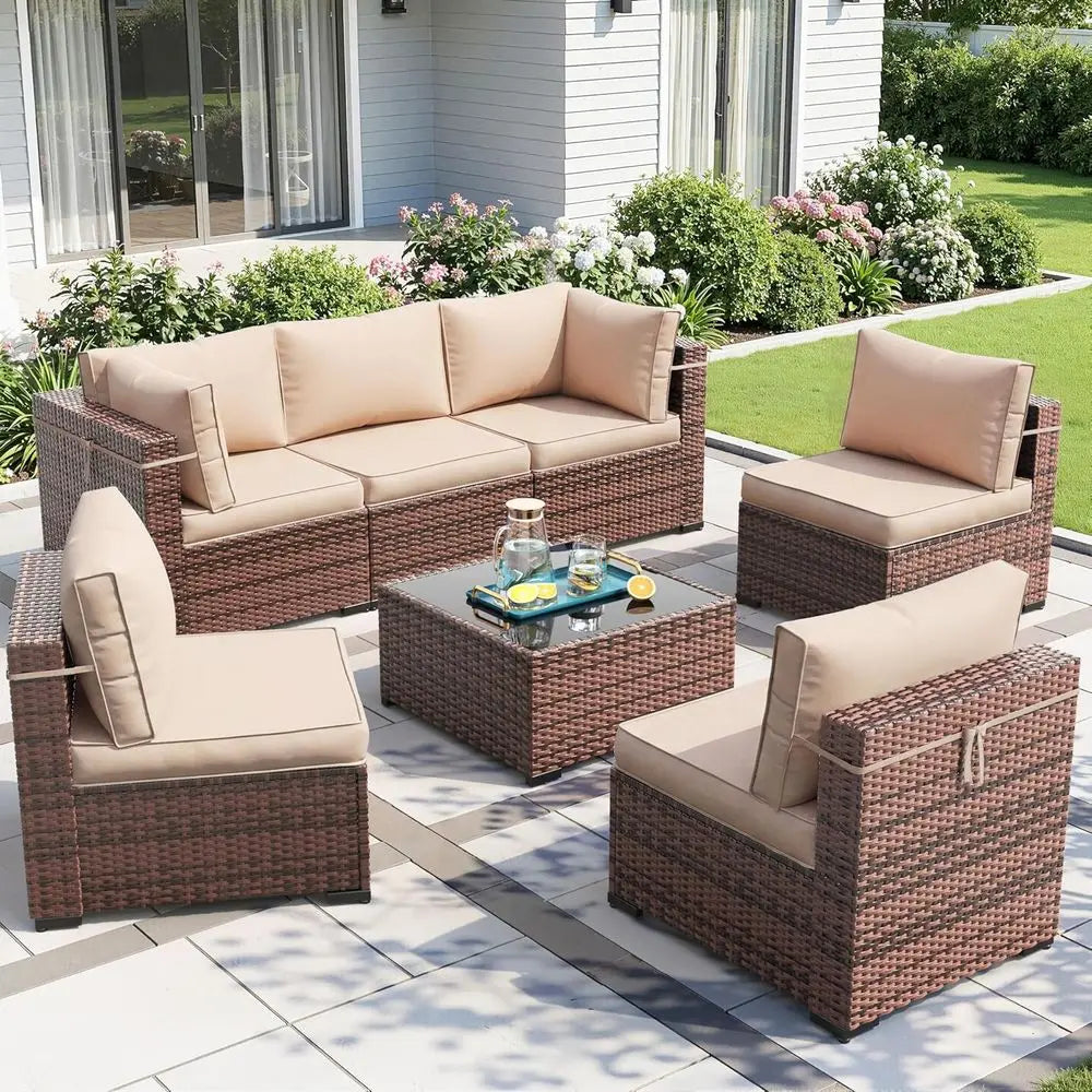 Outdoor 7-Piece Patio Furniture Set With Weatherproof Cover