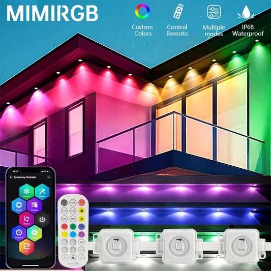 MIMIRGB Outdoor Eaves LED Light String With Bluetooth App Control