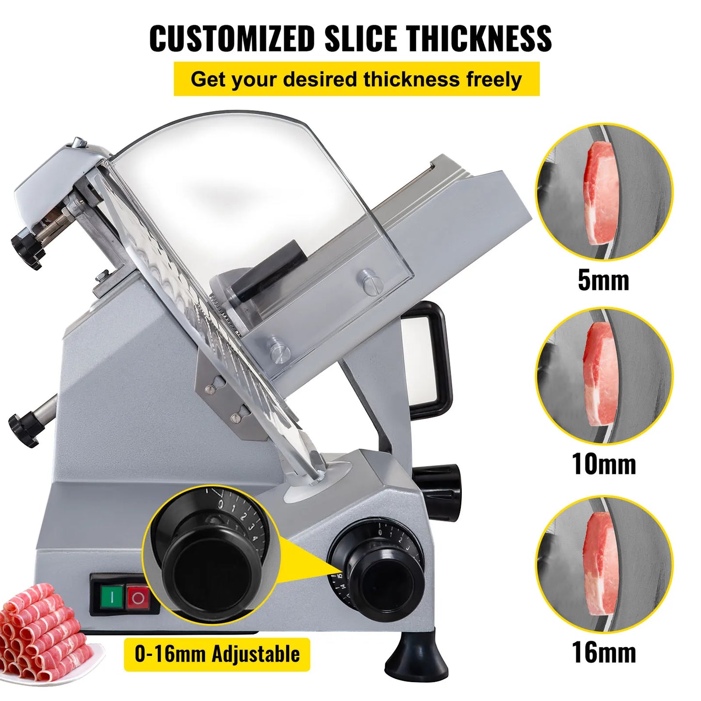 SucceBuy Commercial Meat Slicer 320W Electric Deli Food Slicer 12 inch Carbon Steel Blade Electric Food Slicer for Meat, Cheese