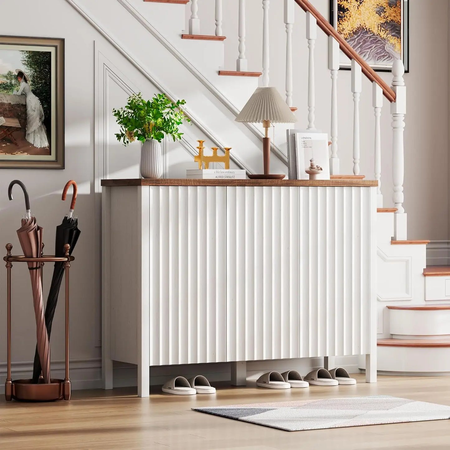XIAOLANG Shoe Cabinet With 3 Doors And Hidden Storage Entryway