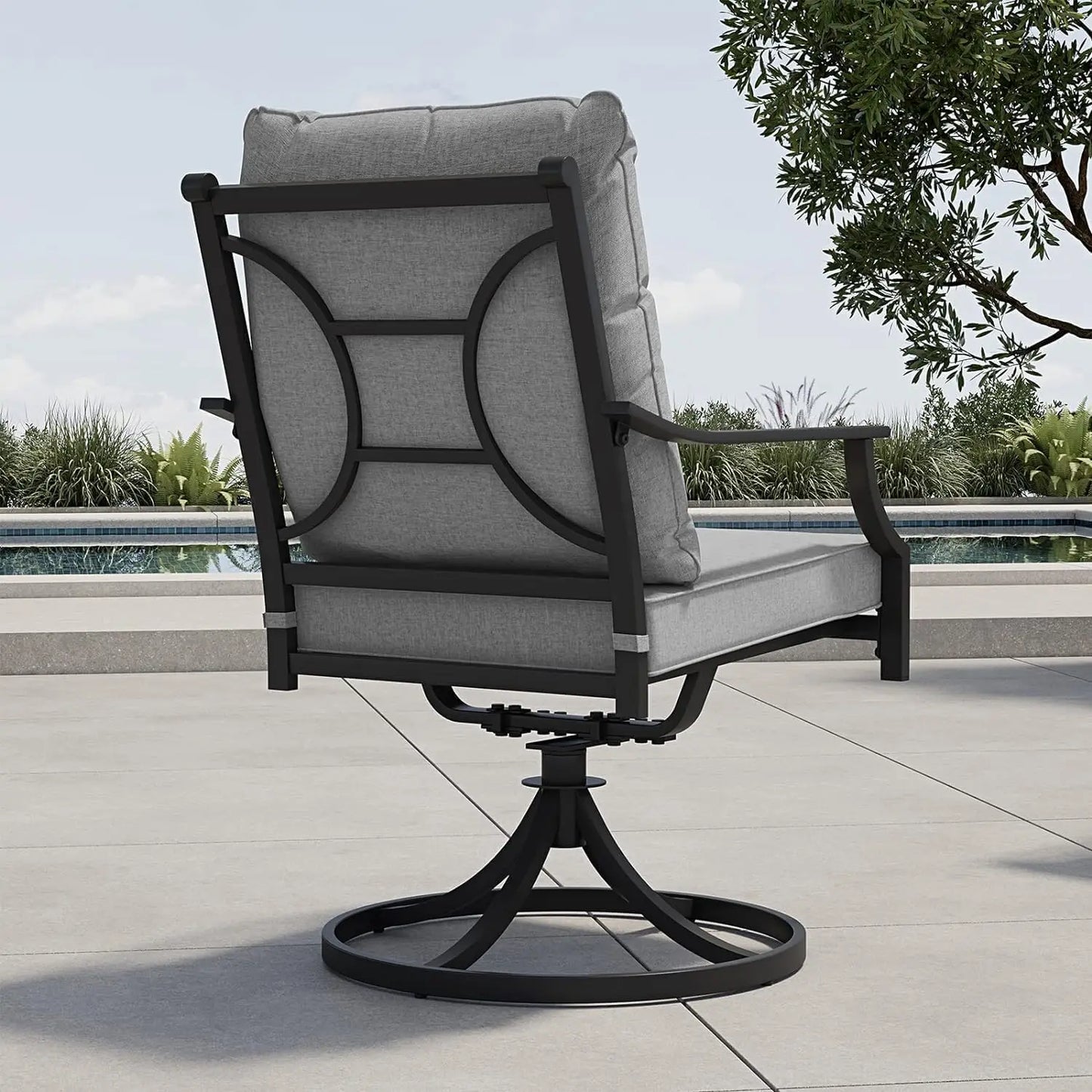 Grand Patio Faux Woodgrain Table Dining Set With Swivel Chairs