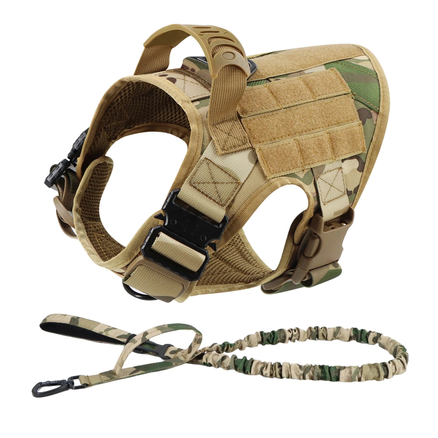 PETRAVEL Tactical Dog Harness Leash Set For Malinois And Large Dogs No Pull