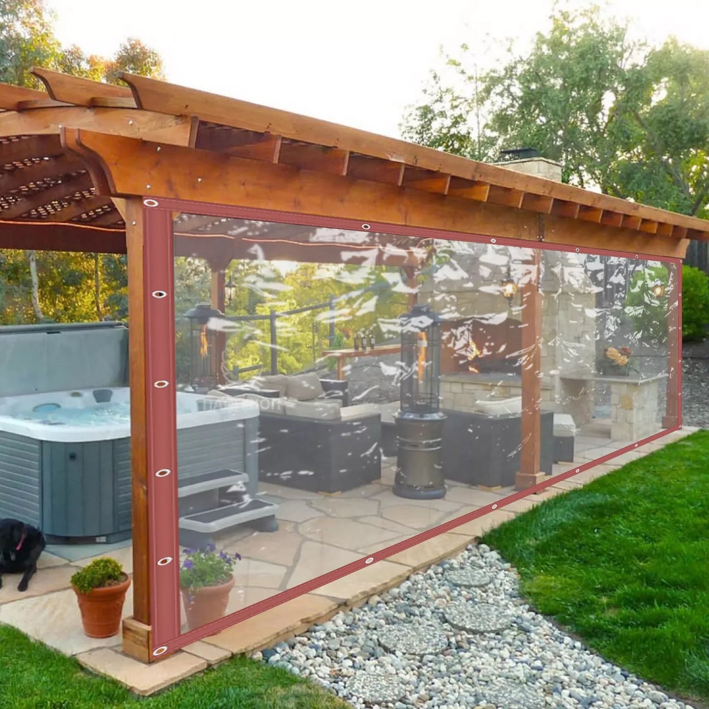 Commercial Waterproof Vinyl Clear Awning Roll Up Patio Enclosure
