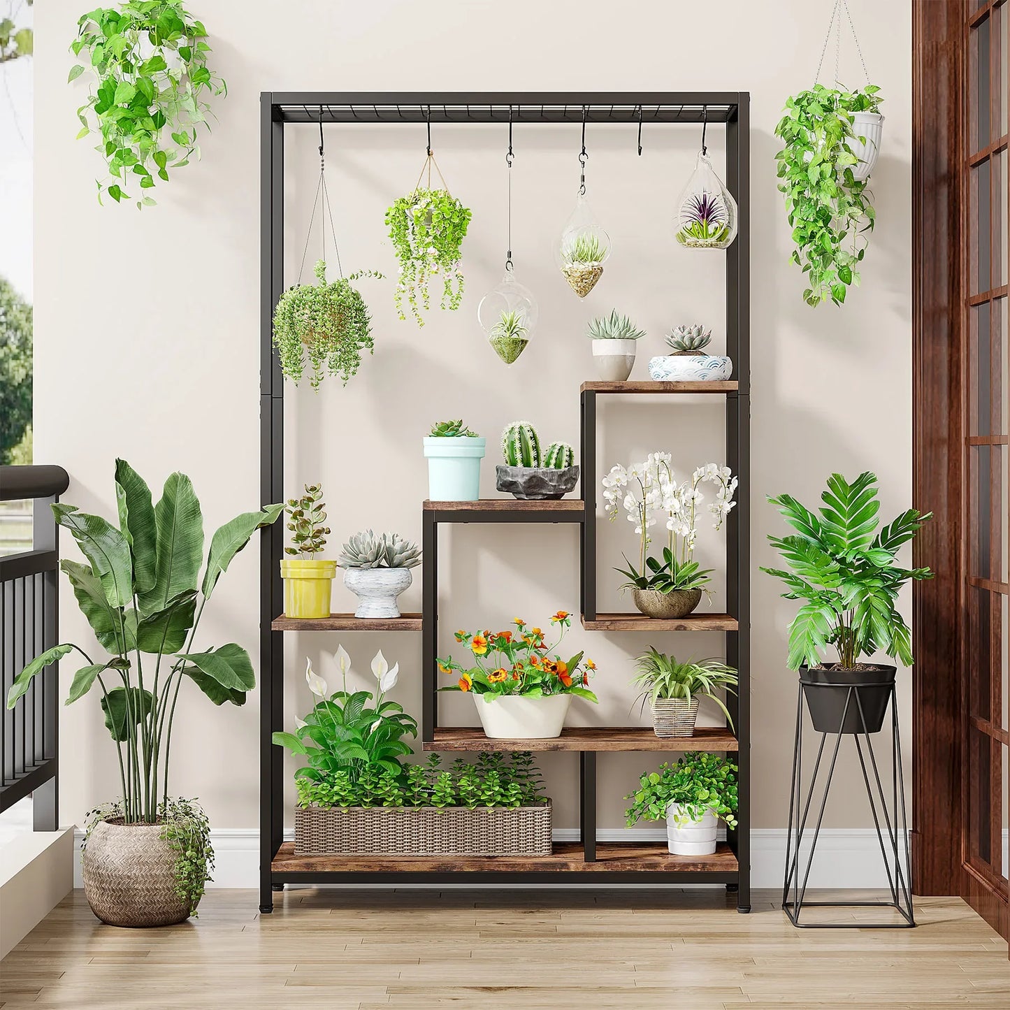 Tribesigns 5-Tier Tall Indoor Plant Stand With Hooks