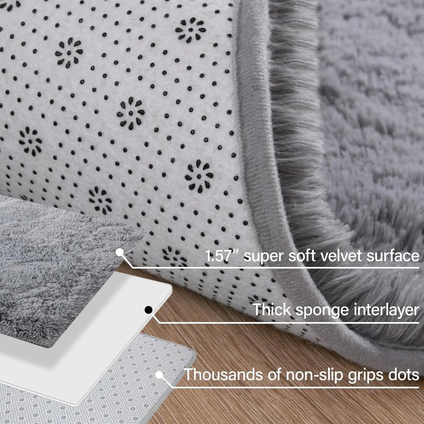 Soft Modern Shag Rug For Living Room Non-Slip Plush Carpet