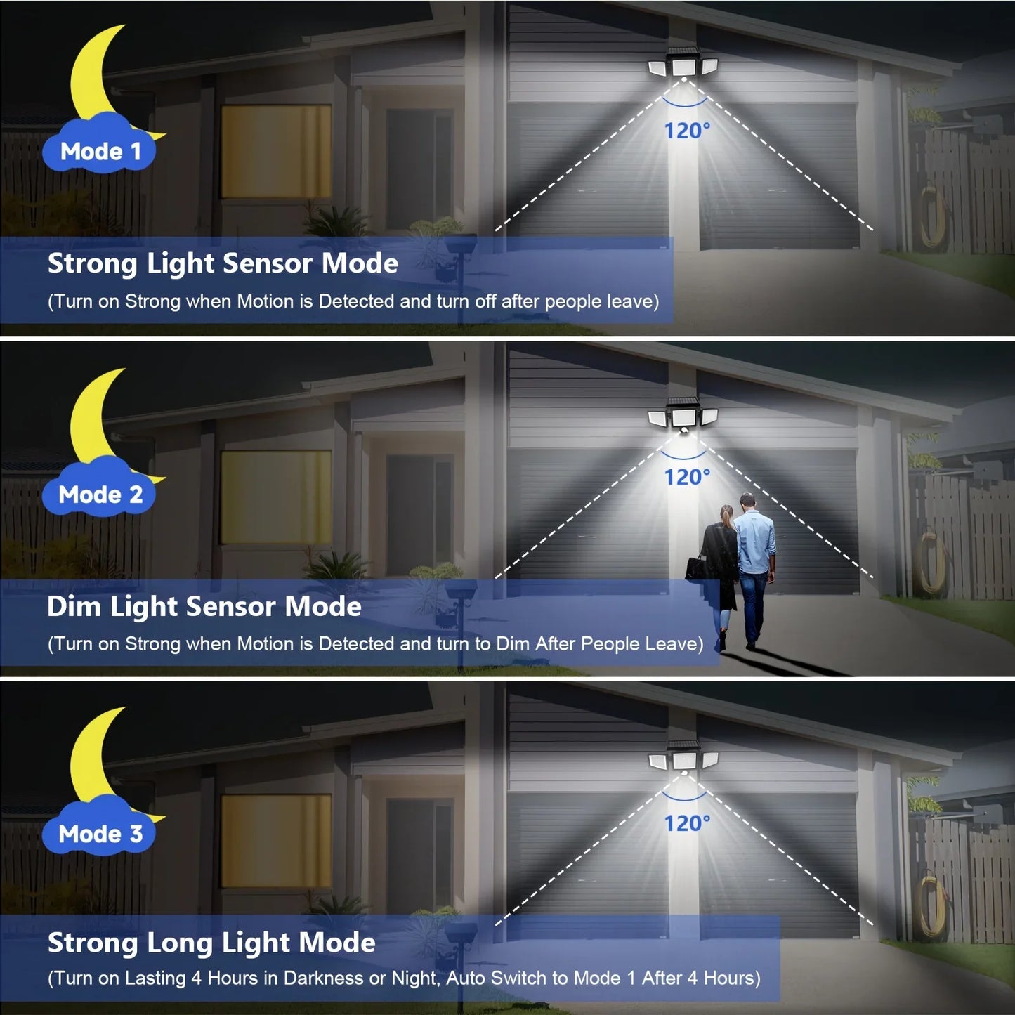 SZRSTH 4 Pack Outdoor Solar Lights With Motion Sensor