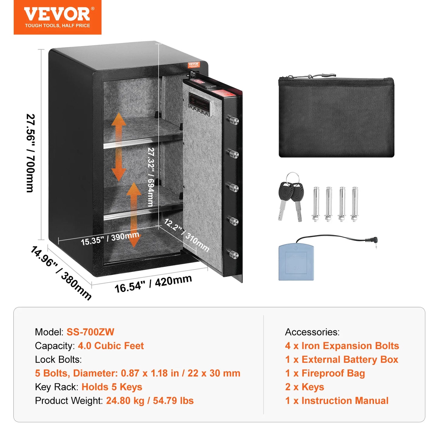 SucceBuy Safe Box With Key Lock Password And Fingerprint