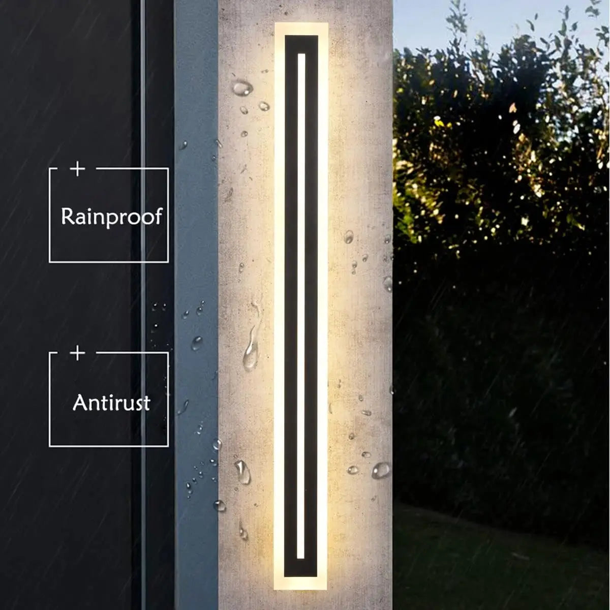 Outdoor LED Wall Sconce Long Strip Light Modern IP67 Frosted Acrylic