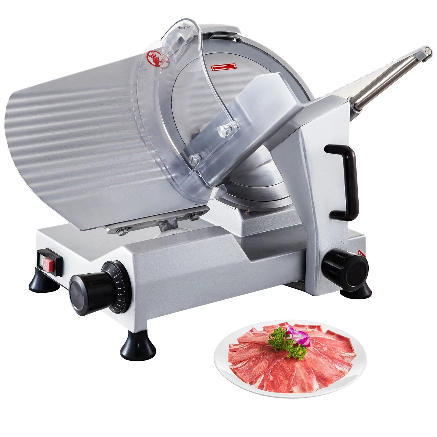 SucceBuy Commercial Meat Slicer 320W Electric Deli Food Slicer 12 inch Carbon Steel Blade Electric Food Slicer for Meat, Cheese