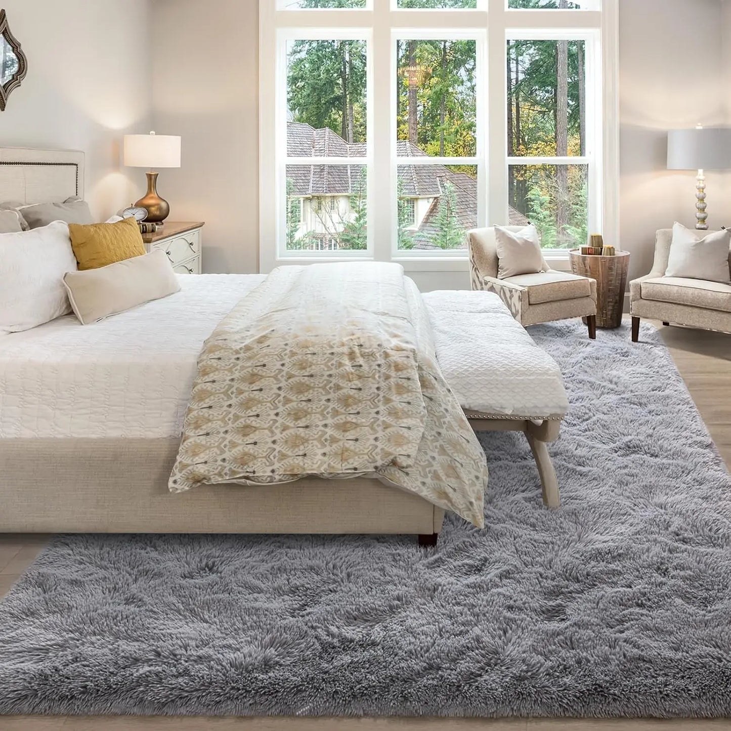 Soft Modern Shag Rug For Living Room Non-Slip Plush Carpet