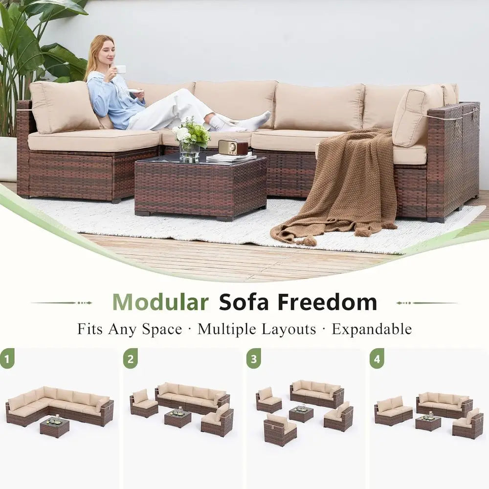 Outdoor 7-Piece Patio Furniture Set With Weatherproof Cover