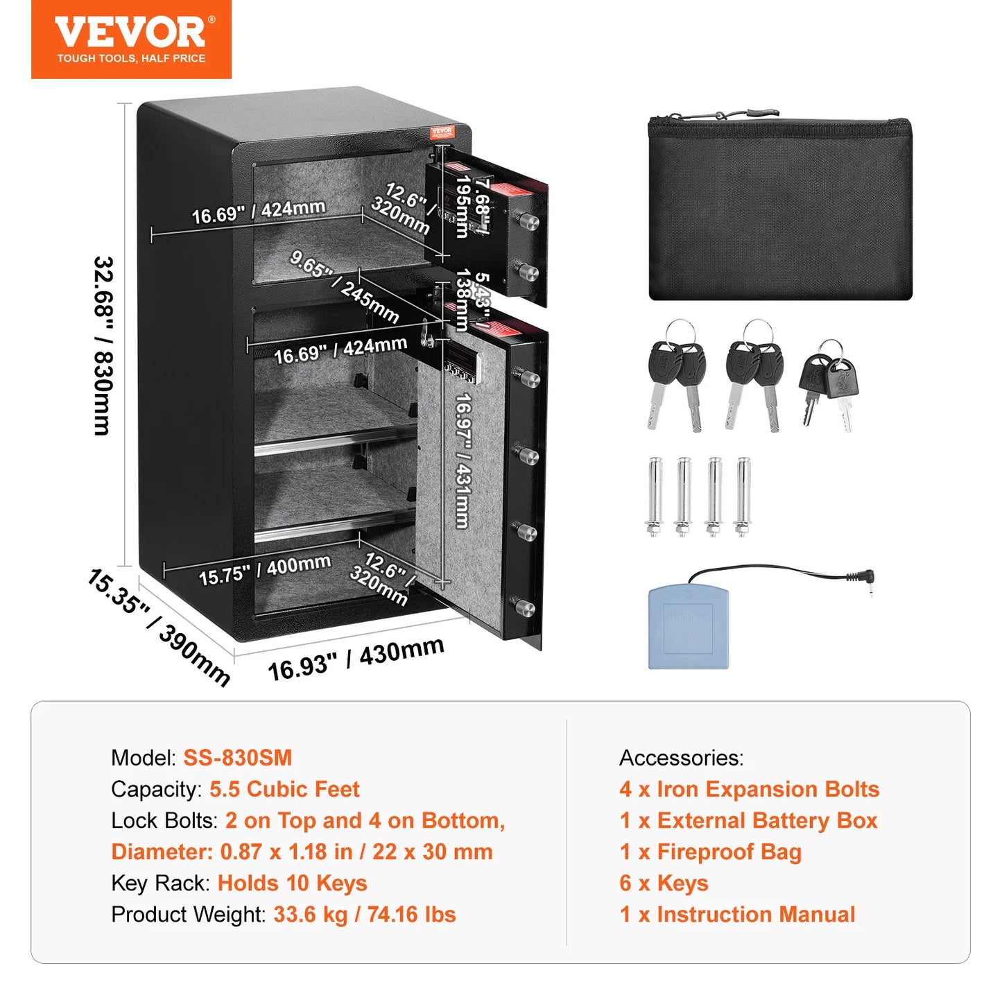 SucceBuy Safe Box With Key Lock Password And Fingerprint