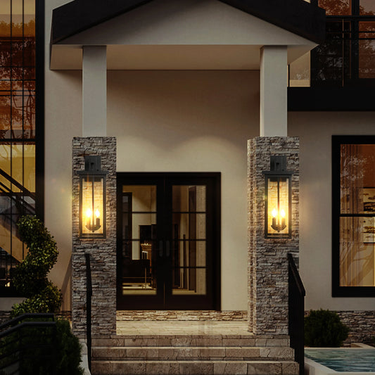 ARLGSITE Outdoor Wall Lantern With Dusk To Dawn Sensor And Clear Glass