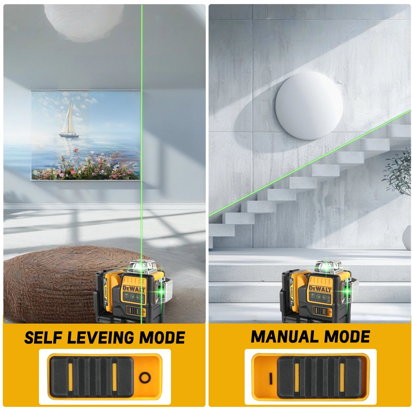 DEWALT DW089LG 12V Green Beam Self Leveling Laser With 12 Lines