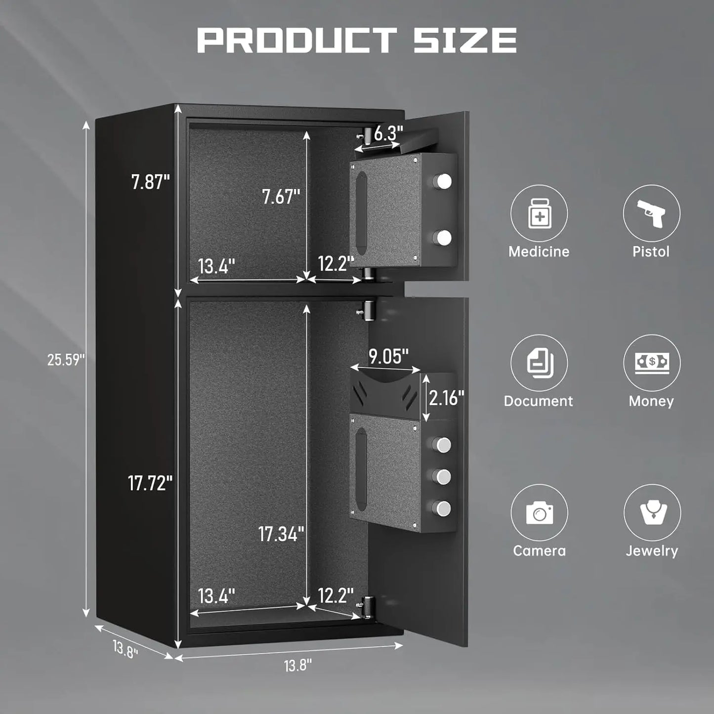 Kavey Safe Box With Dual Alarm System And Deposit Slot