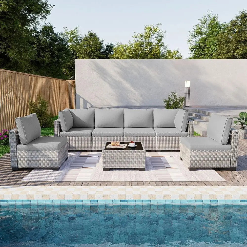 Outdoor Sectional Patio Furniture Set With Rust-Resistant Cushions