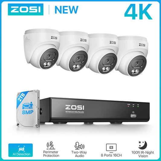 ZOSI 4K 8MP PoE CCTV Security System With NVR Bundle