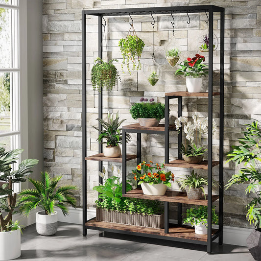 Tribesigns 5-Tier Tall Indoor Plant Stand With Hooks