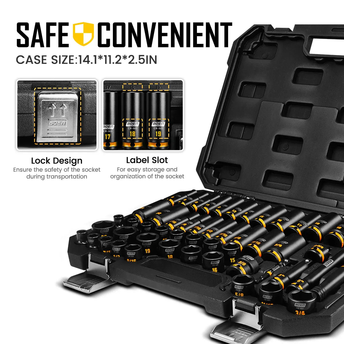 Impact Socket Set 50 Piece SAE Metric For Automotive Repairs