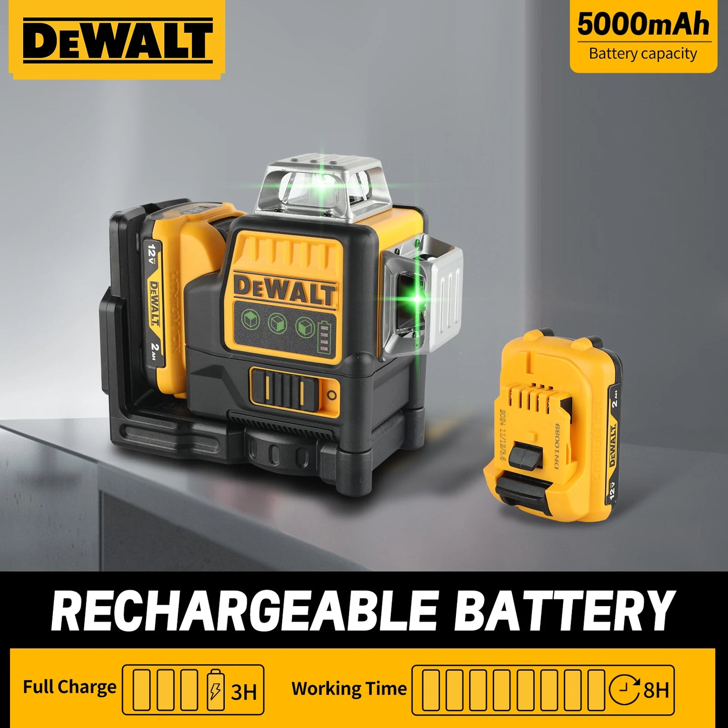 DEWALT DW089LG 12V Green Beam Self Leveling Laser With 12 Lines