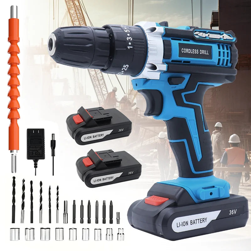 36VF Drill Combination Kit With 2 Batteries And Fast Charger