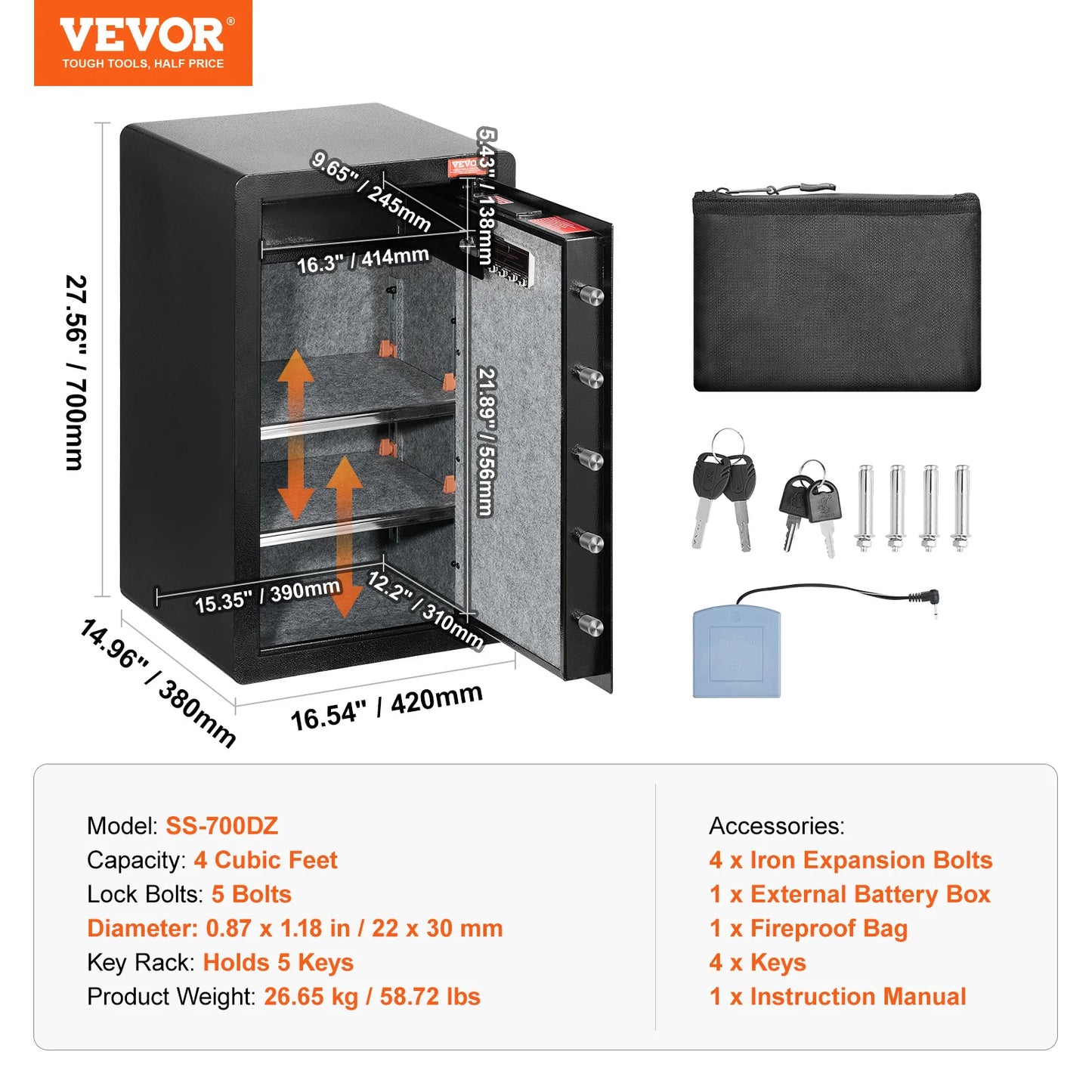 SucceBuy Safe Box With Key Lock Password And Fingerprint