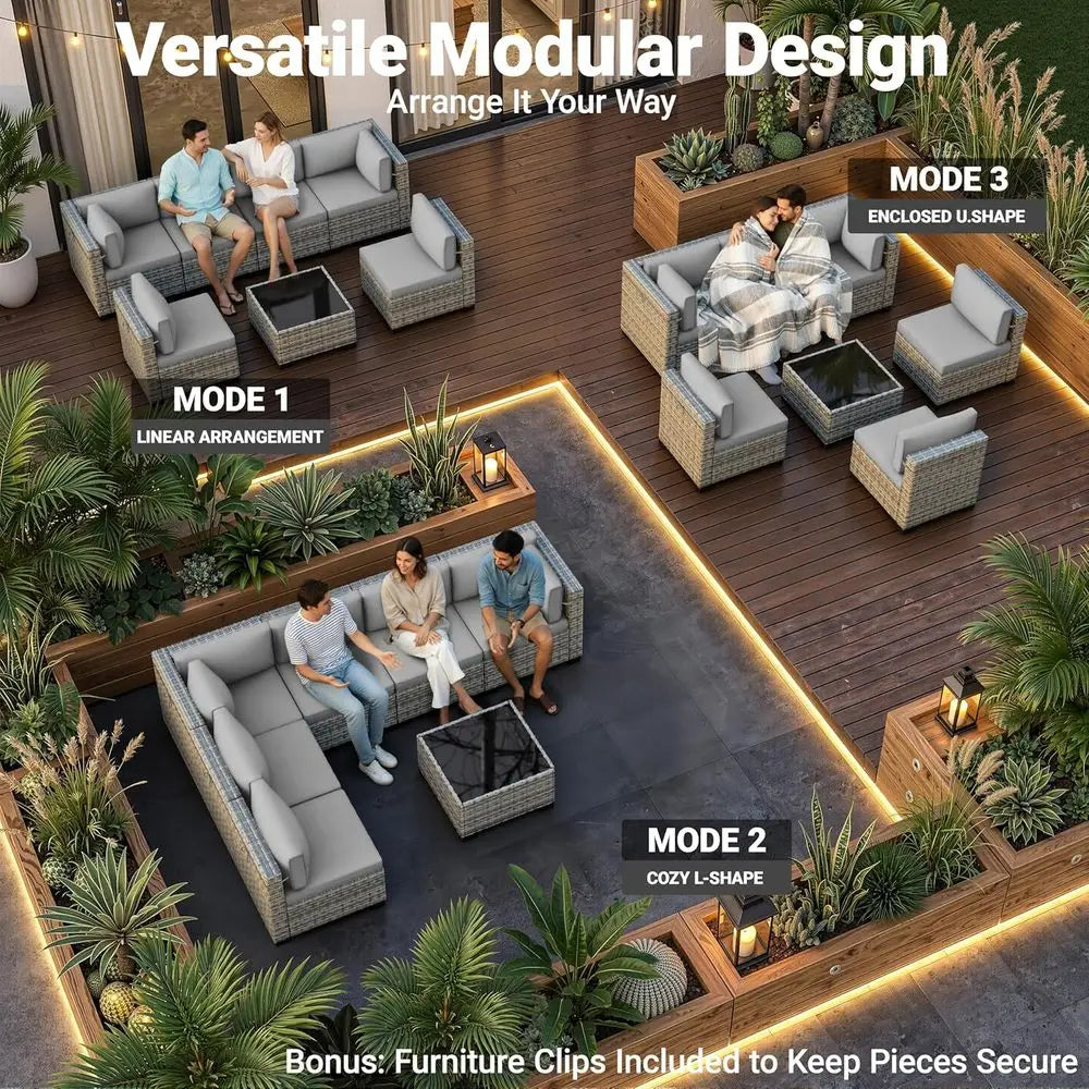 Outdoor Sectional Patio Furniture Set With Rust-Resistant Cushions