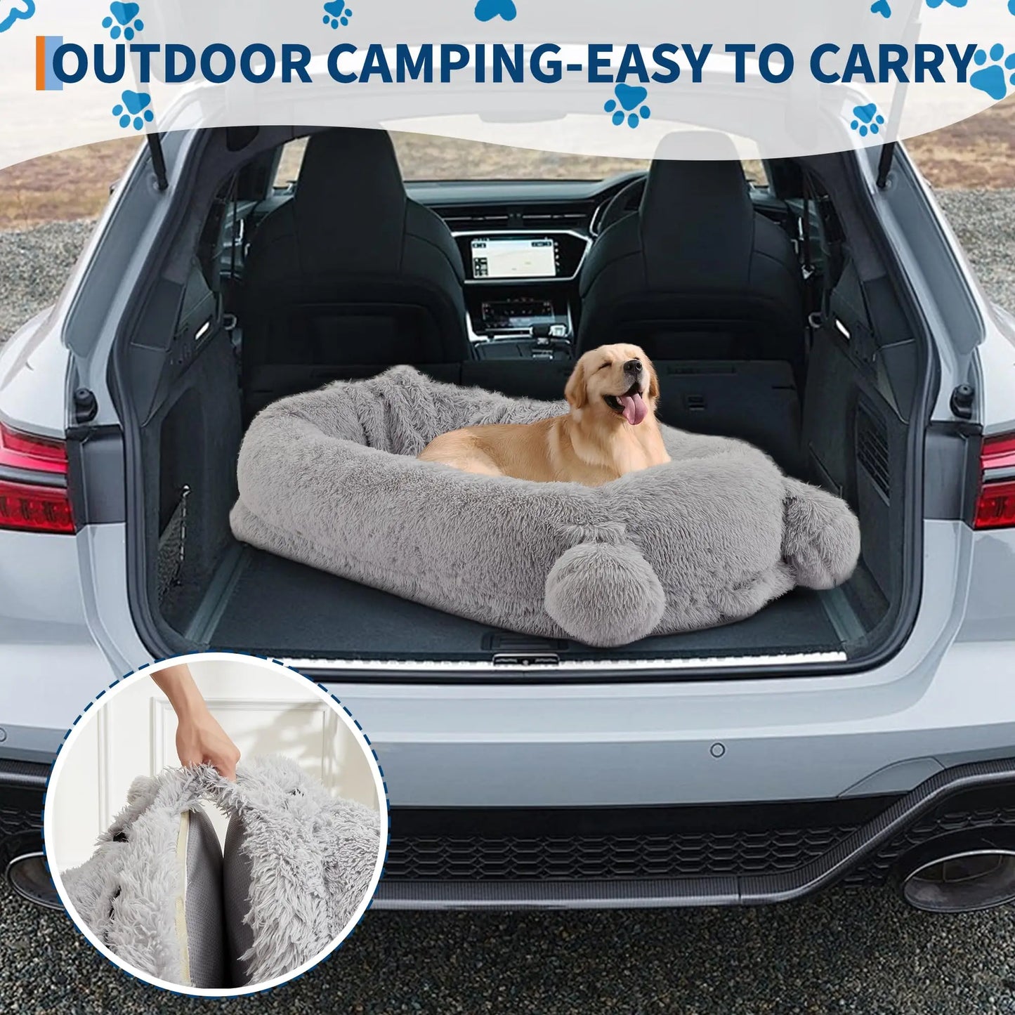 HiMISSCN Human Dog Bed With Removable Cover Pockets And Blanket