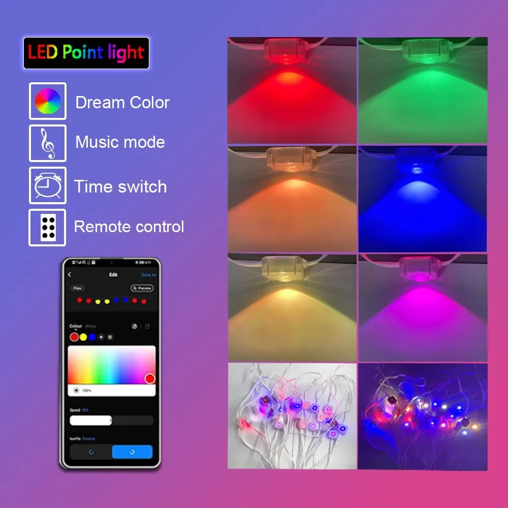 MIMIRGB Outdoor Eaves LED Light String With Bluetooth App Control