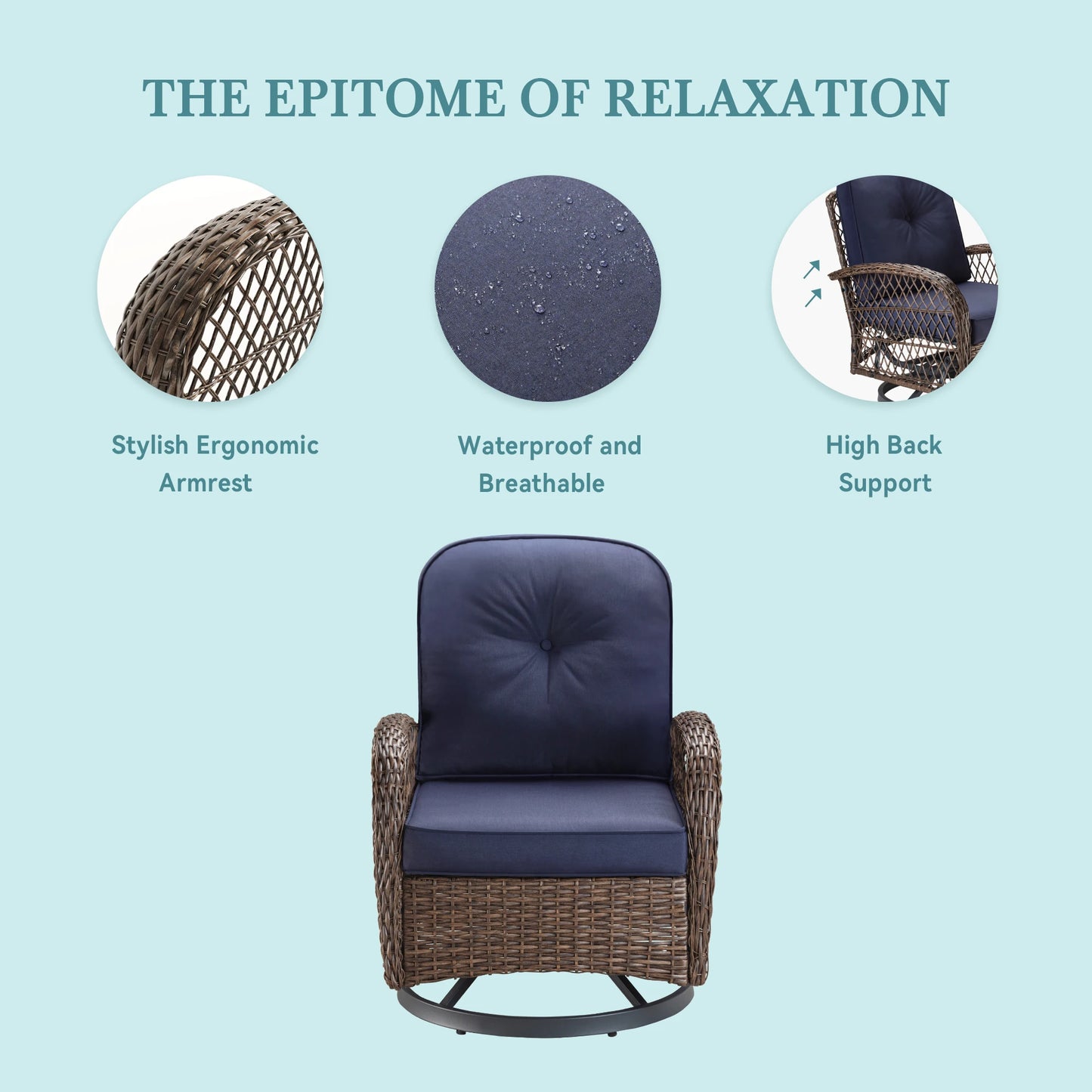 Outdoor Patio Furniture Set With Rotating Rocking Chairs