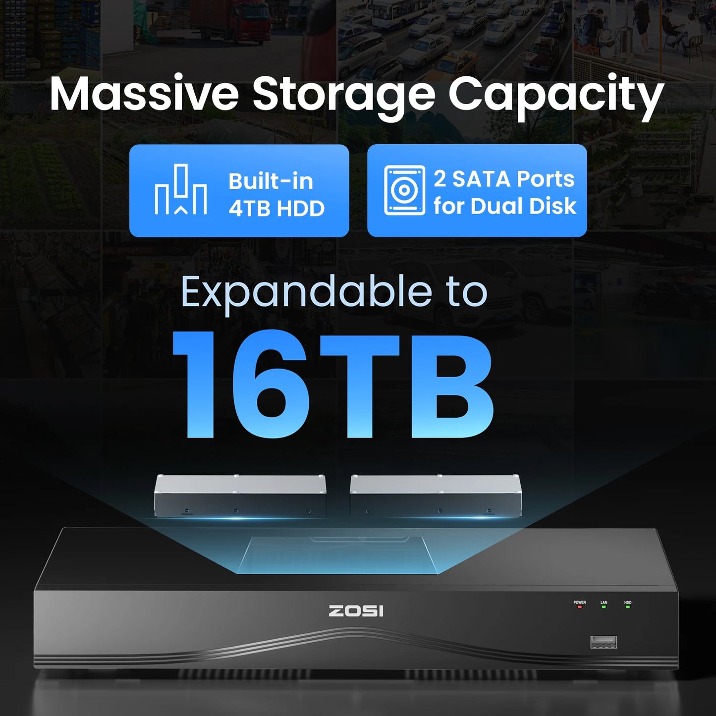 ZOSI 16-Channel 4K PoE CCTV System With NVR 4TB HDD