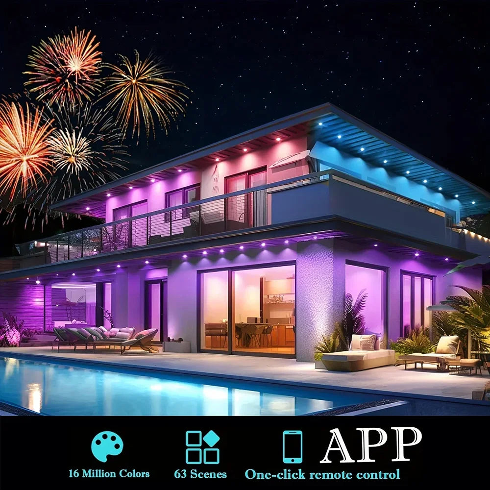MIMIRGB Outdoor Eaves LED Light String With Bluetooth App Control