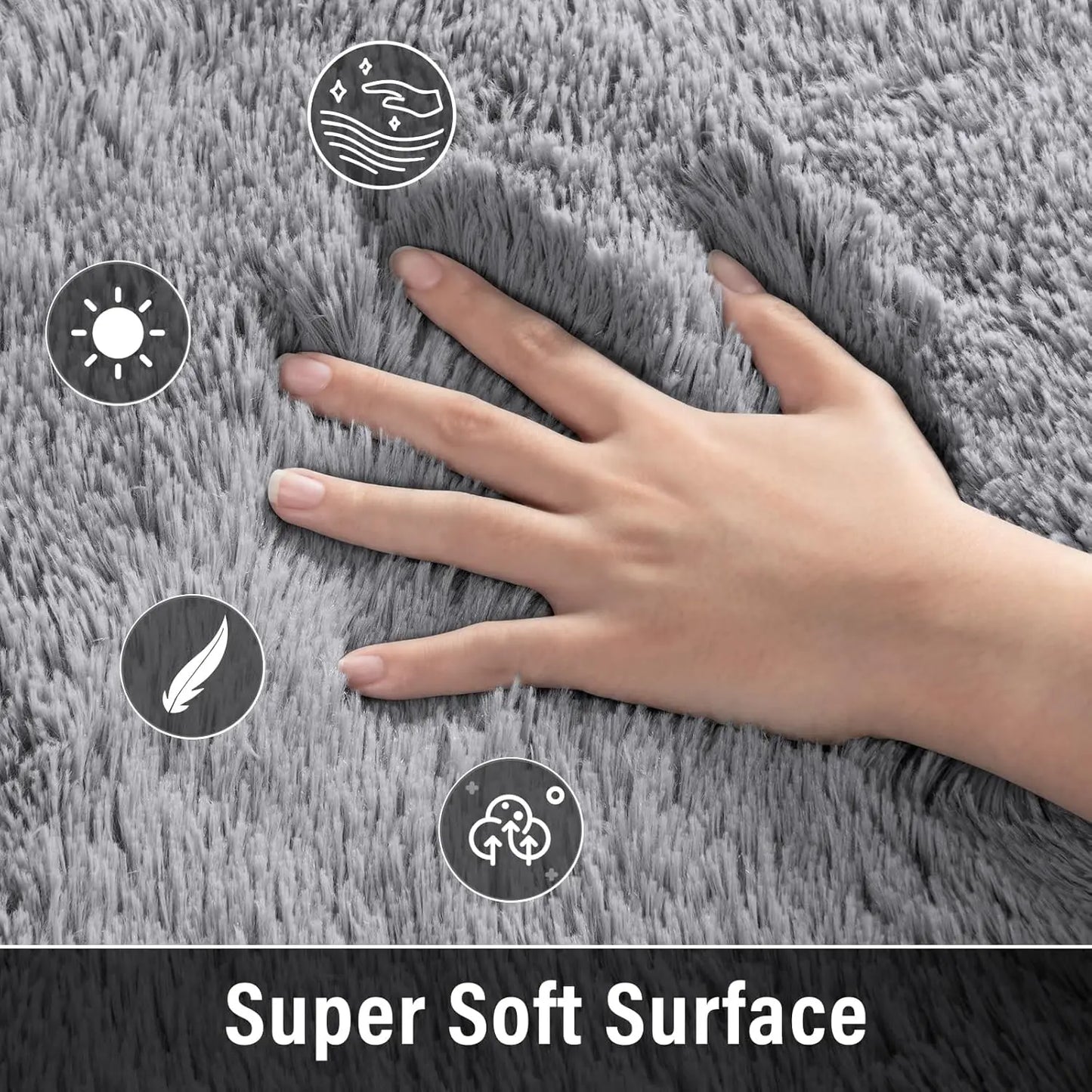 Soft Modern Shag Rug For Living Room Non-Slip Plush Carpet