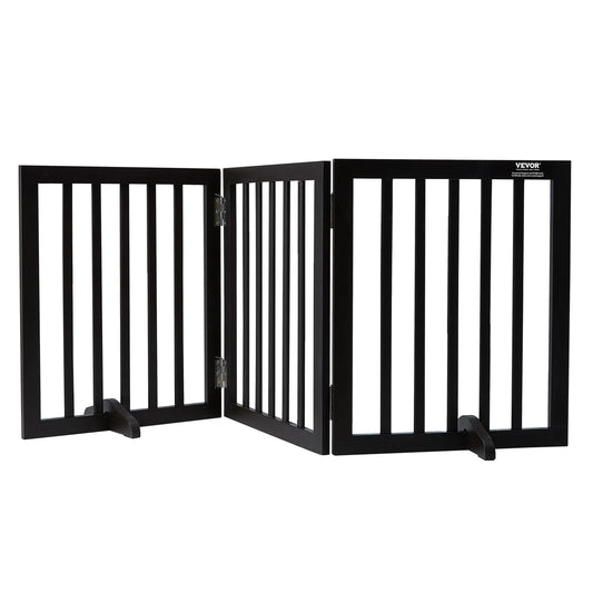 SucceBuy Free Standing Dog Gate With 3 Panels Folding Barrier