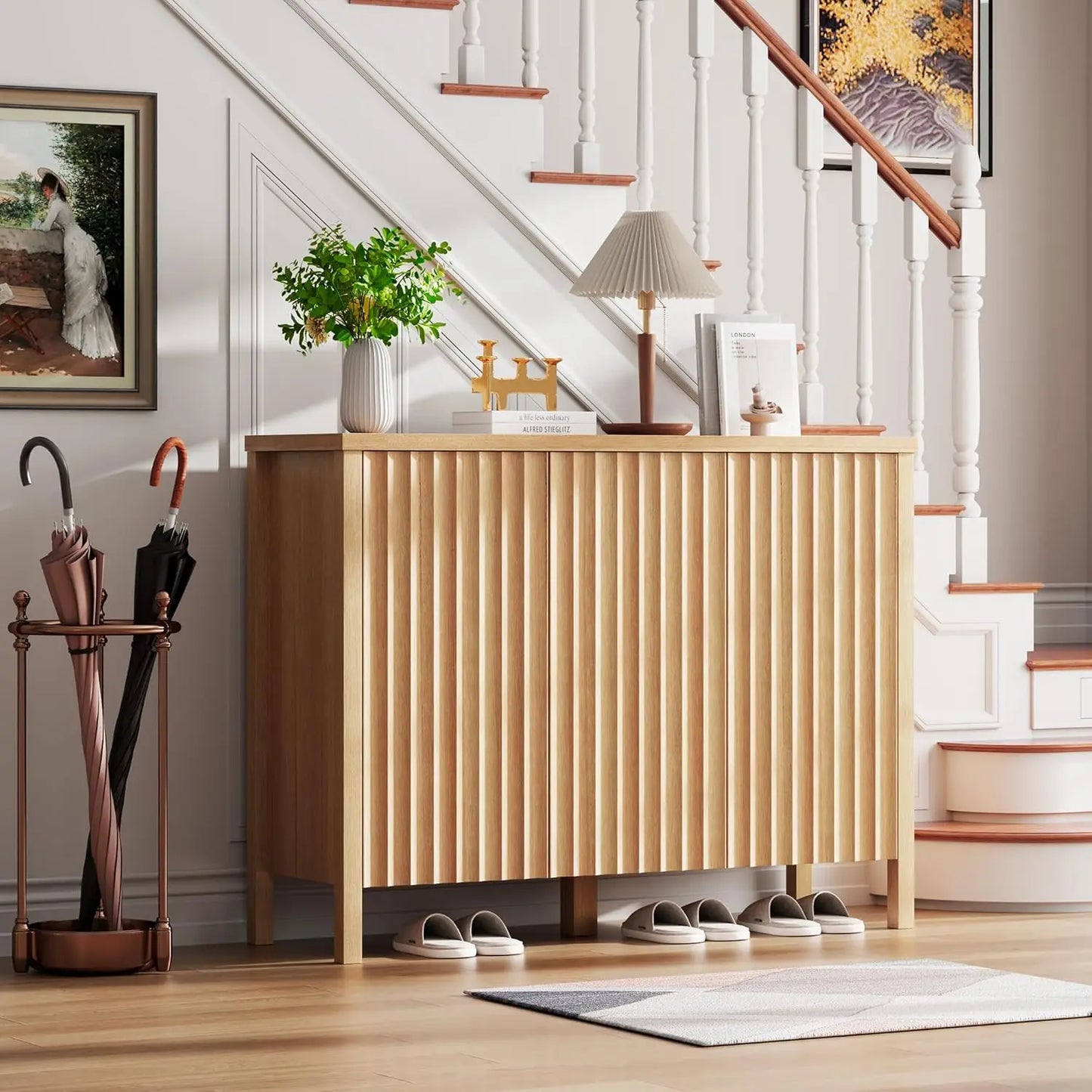 XIAOLANG Shoe Cabinet With 3 Doors And Hidden Storage Entryway
