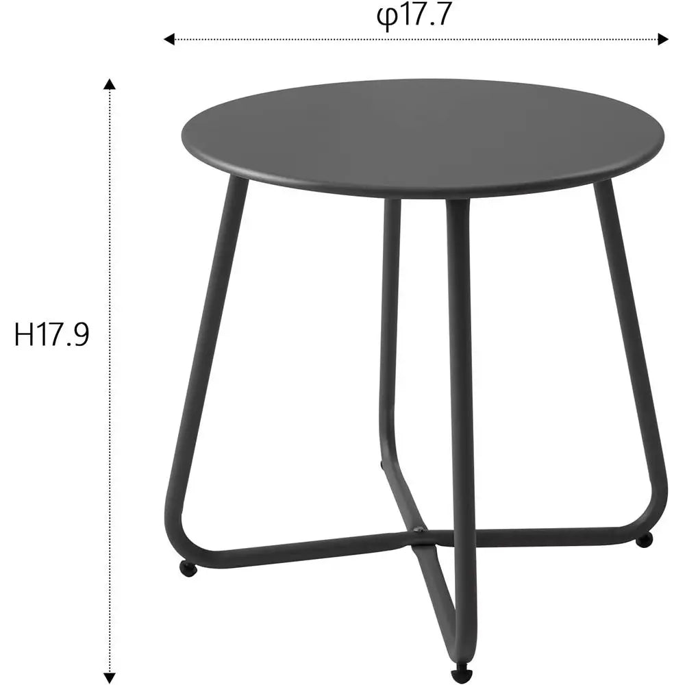 Compact Waterproof Metal Patio Side Table Portable Outdoor Indoor