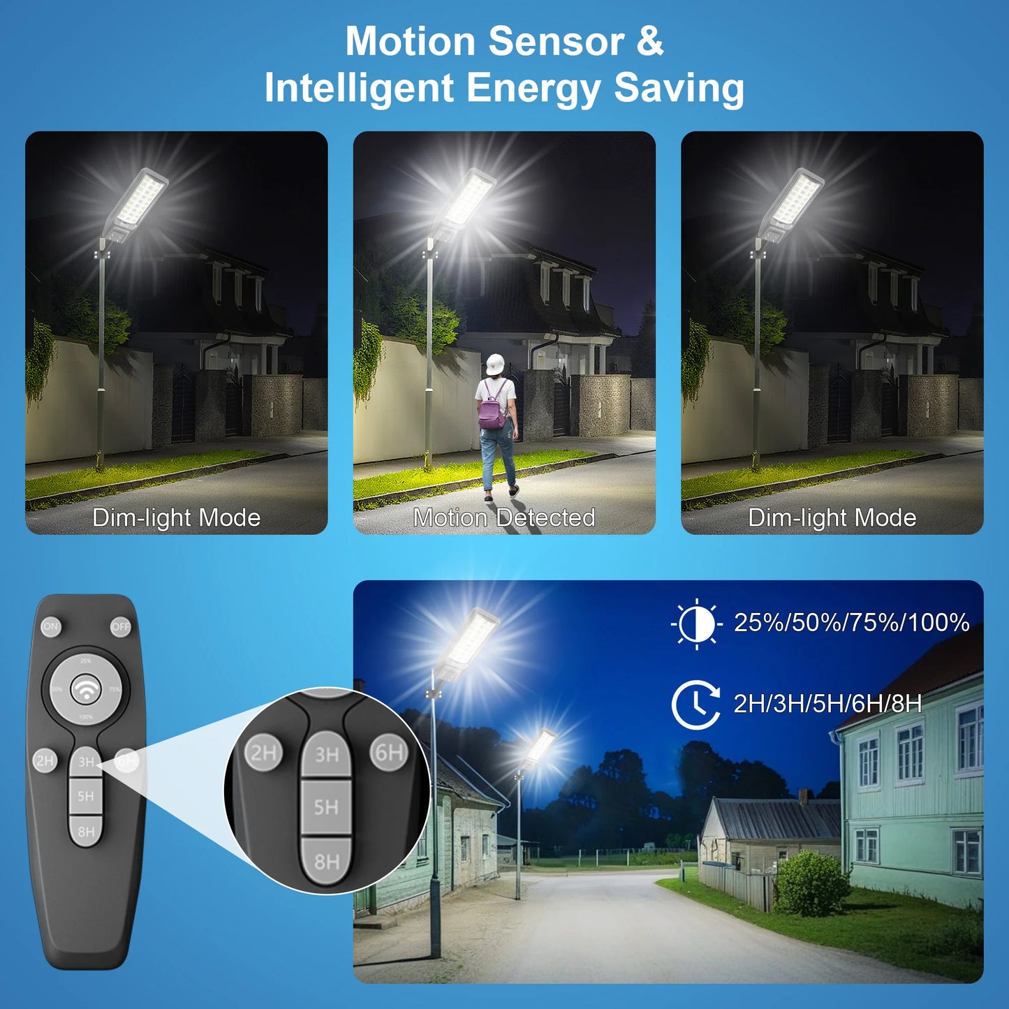 Outdoor Waterproof Solar Motion Sensor Light With Timer IP65