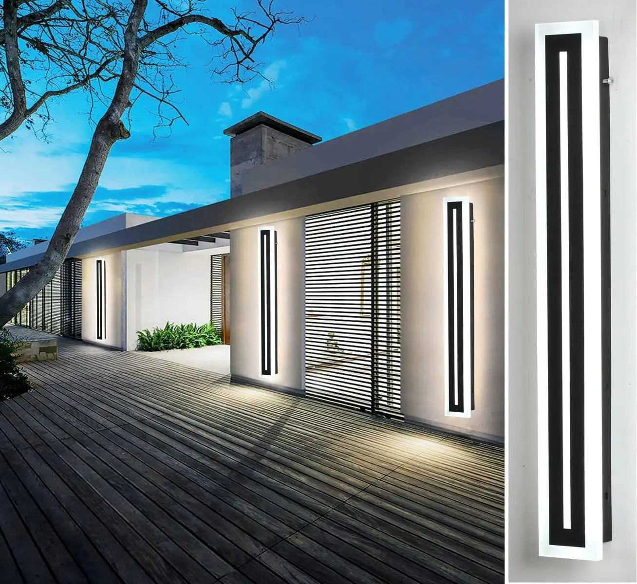 Outdoor LED Wall Sconce Long Strip Light Modern IP67 Frosted Acrylic