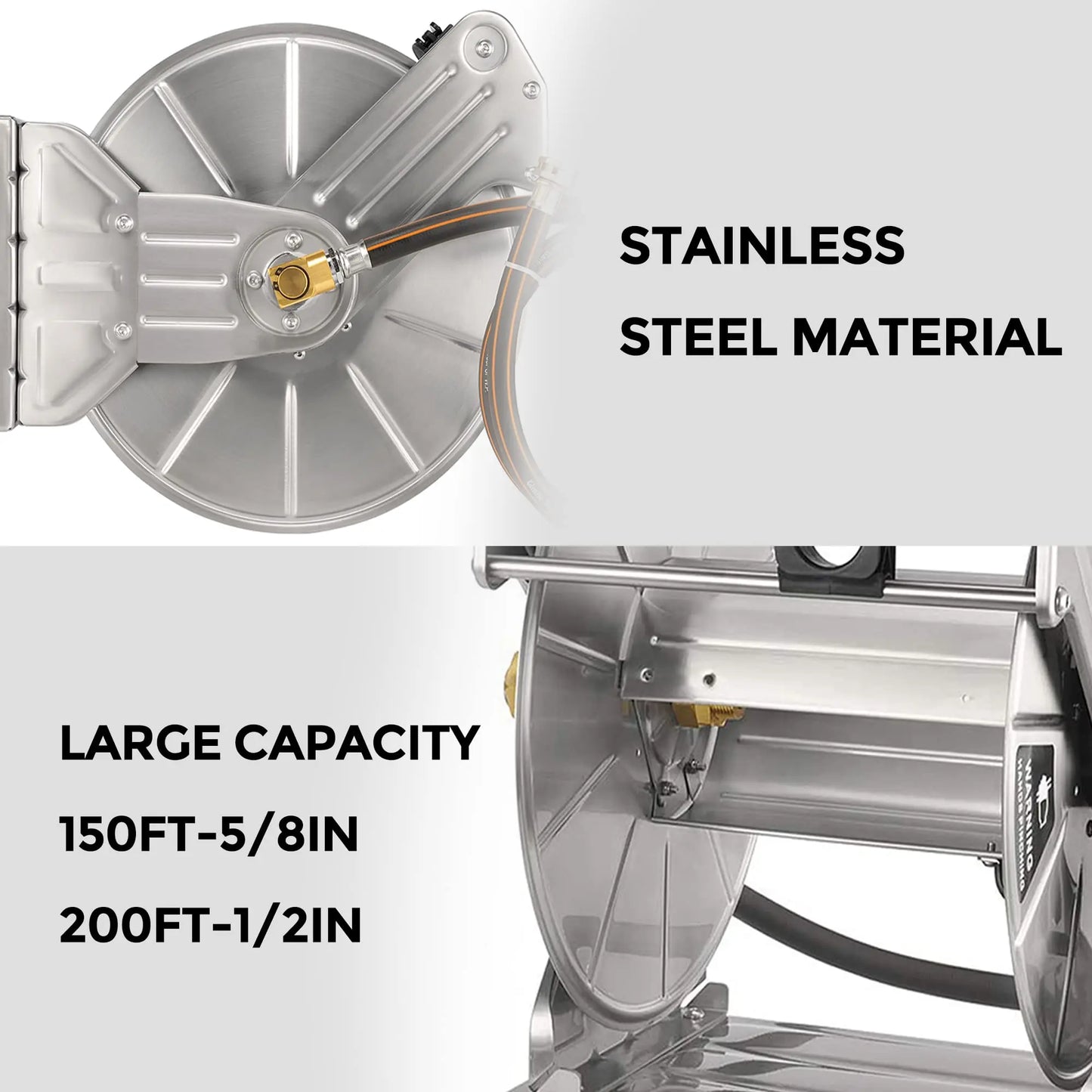 Giraffe Tools Stainless Steel Garden Hose Reel Wall Mount