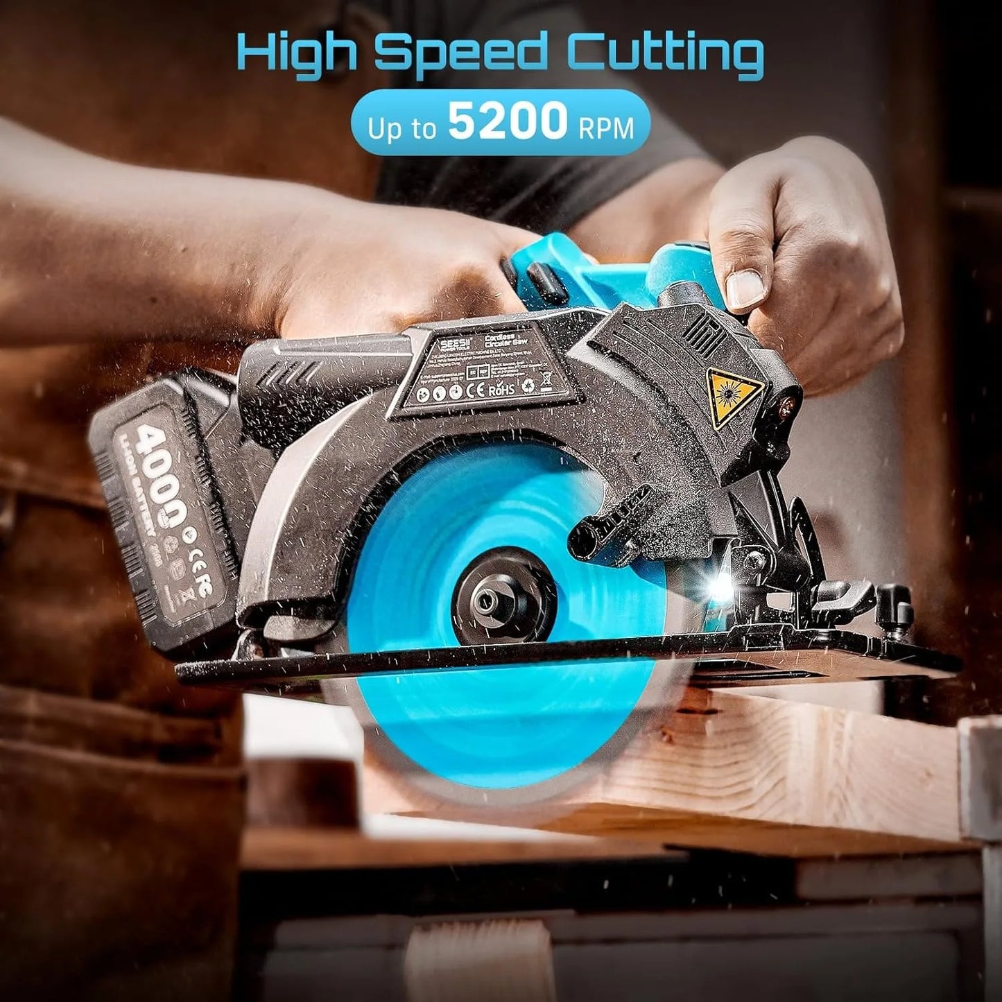 Seesii Cordless Circular Saw 5200 RPM for Precise Wood Cutting