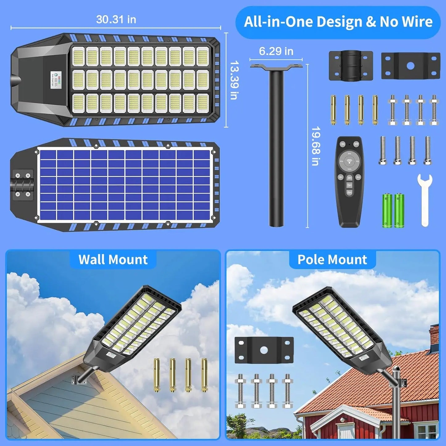 Outdoor Solar Street Light Dusk To Dawn LED Motion Sensor