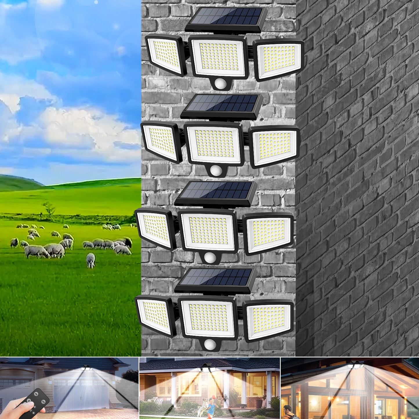 SZRSTH 4 Pack Outdoor Solar Lights With Motion Sensor