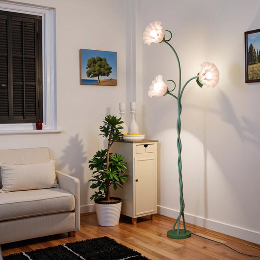 Retro 3-Head Flower Floor Lamp With Dimmable Colors