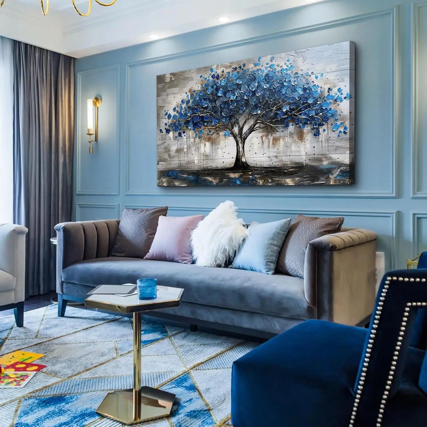 Framed Canvas Wall Art Tree Panorama Landscape For Living Room Office Bedroom