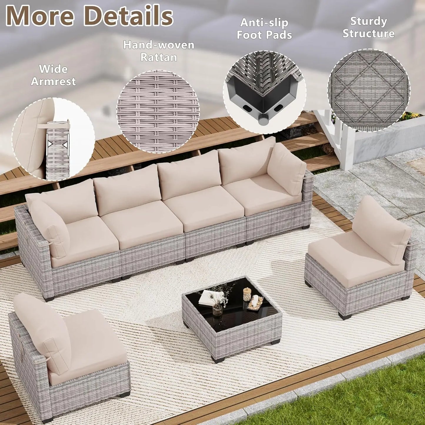 Outdoor Patio Furniture Set Wicker Rattan For Garden Porch