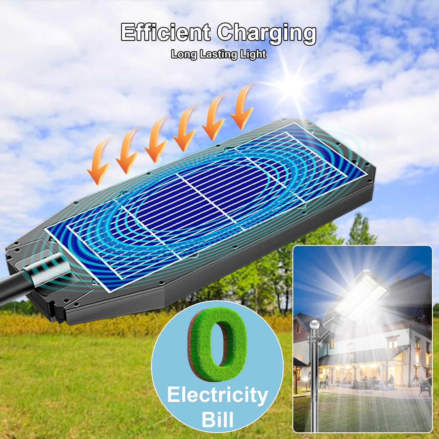 Outdoor Solar Street Lights 8000W Six Pack With Multiple Modes