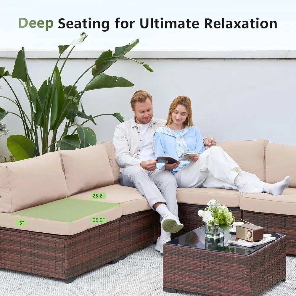 Outdoor 7-Piece Patio Furniture Set With Weatherproof Cover